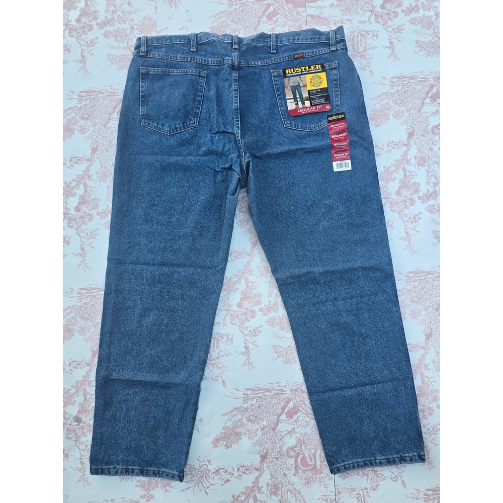 Rustler by Wrangler Men's Regular Fit Jeans 44x30 Blue Straight Leg NWT